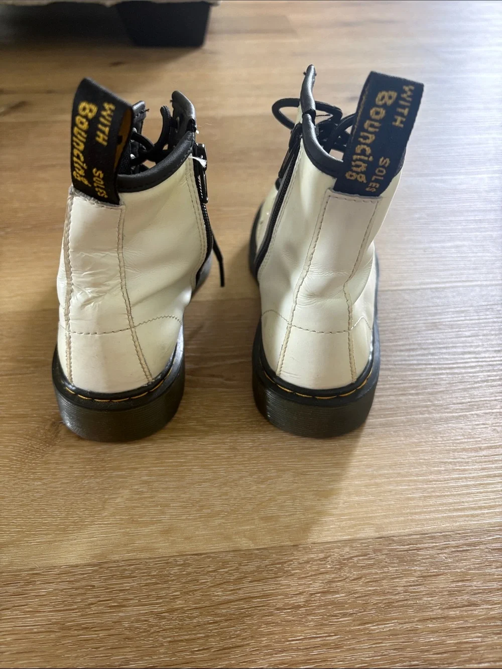 Dr. Martens White Leather Lace-Up Boots
